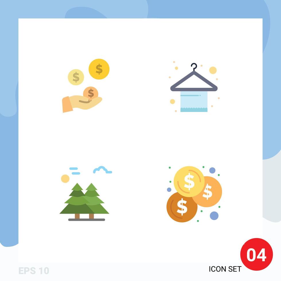 Universal Icon Symbols Group of 4 Modern Flat Icons of fintech industry arctic industry apparel pine trees Editable Vector Design Elements
