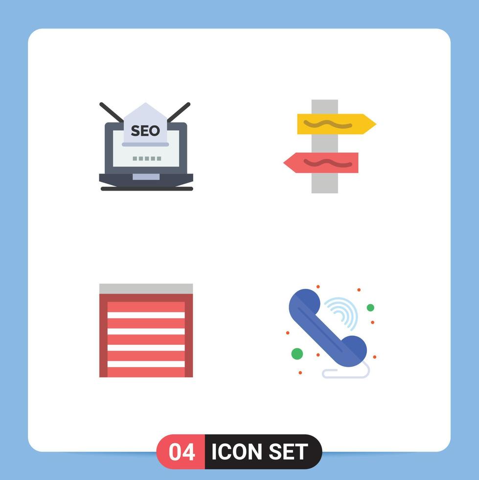 Modern Set of 4 Flat Icons and symbols such as seo city mail navigation house Editable Vector Design Elements