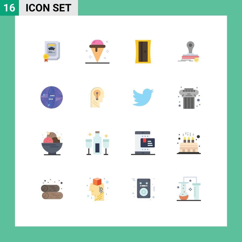 Mobile Interface Flat Color Set of 16 Pictograms of internet logo sweet press stamp Editable Pack of Creative Vector Design Elements