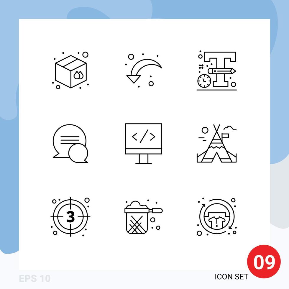 9 Creative Icons Modern Signs and Symbols of development computer design messages chat Editable Vector Design Elements