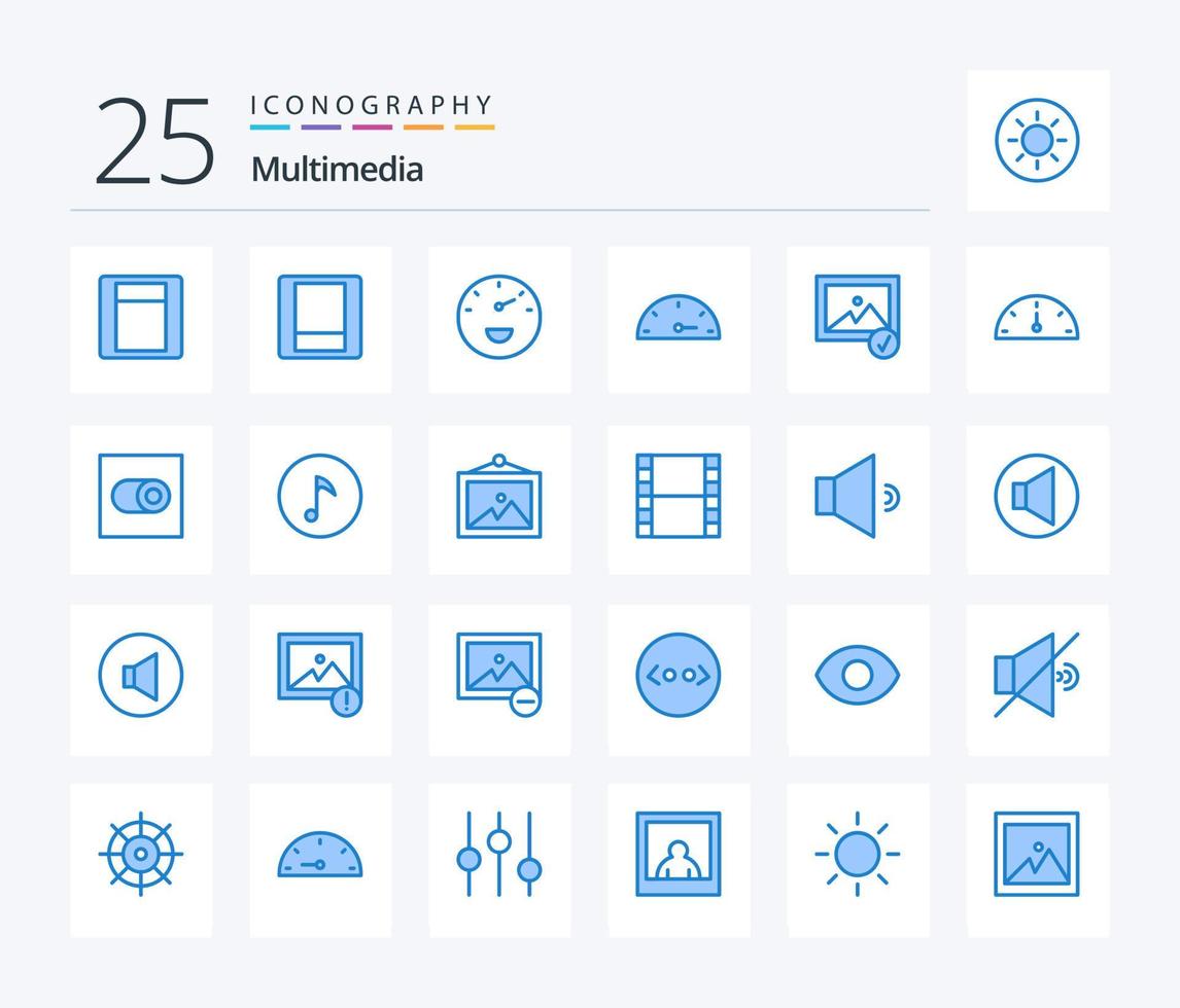 Multimedia 25 Blue Color icon pack including note. key. selected. toggle. settings vector
