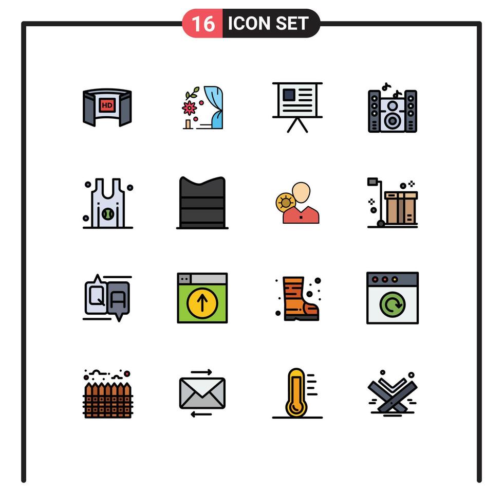 Universal Icon Symbols Group of 16 Modern Flat Color Filled Lines of basketball sound heart music marketing Editable Creative Vector Design Elements