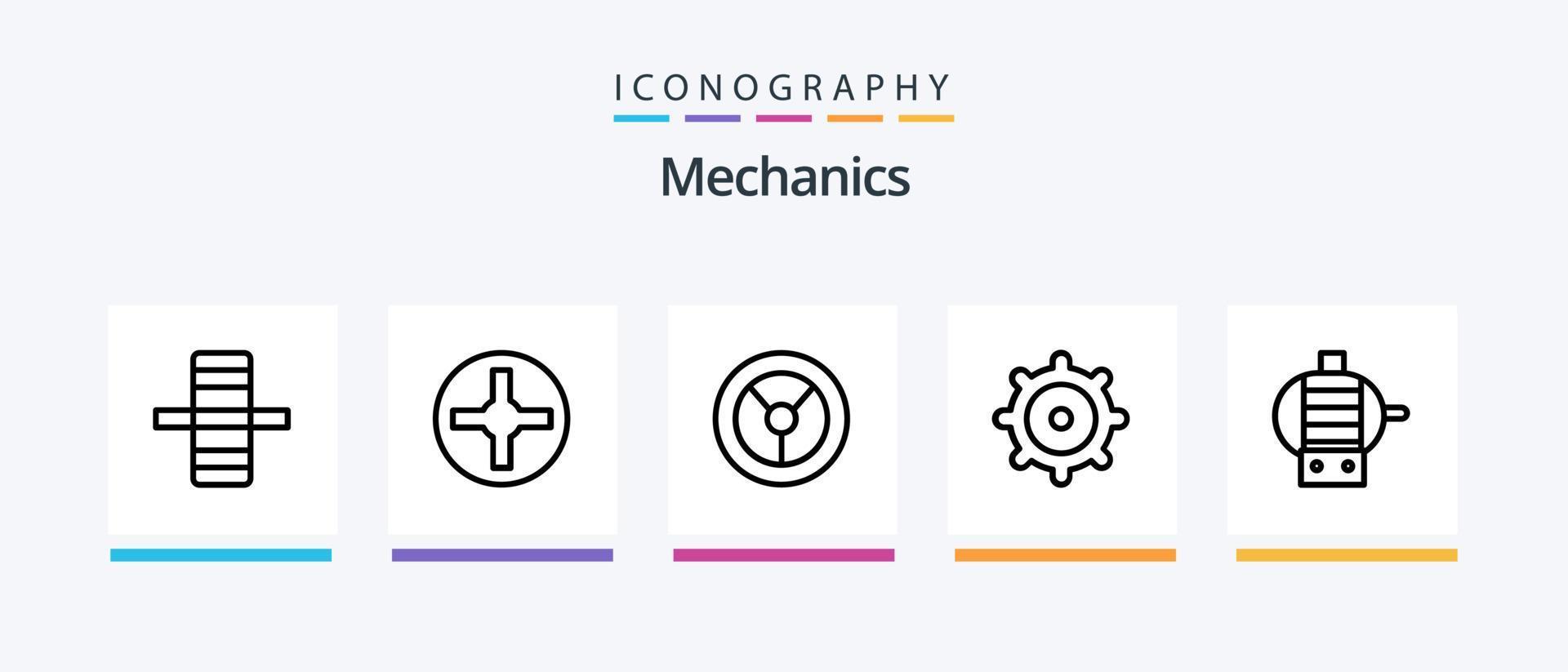 paquete de íconos de la línea 5 de mecánica que incluye . mecánica. mecánico. rueda. ventilador. diseño de iconos creativos vector