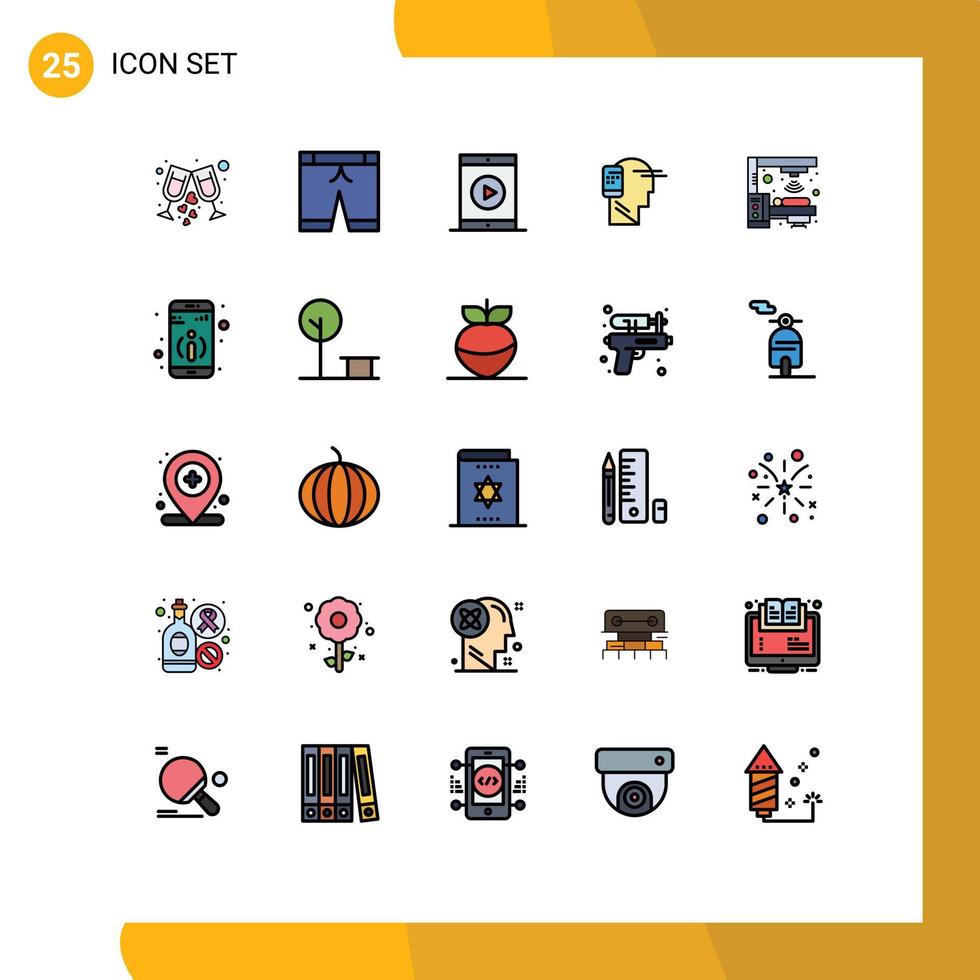 Mobile Interface Filled line Flat Color Set of 25 Pictograms of machine mobile iphone human communication Editable Vector Design Elements