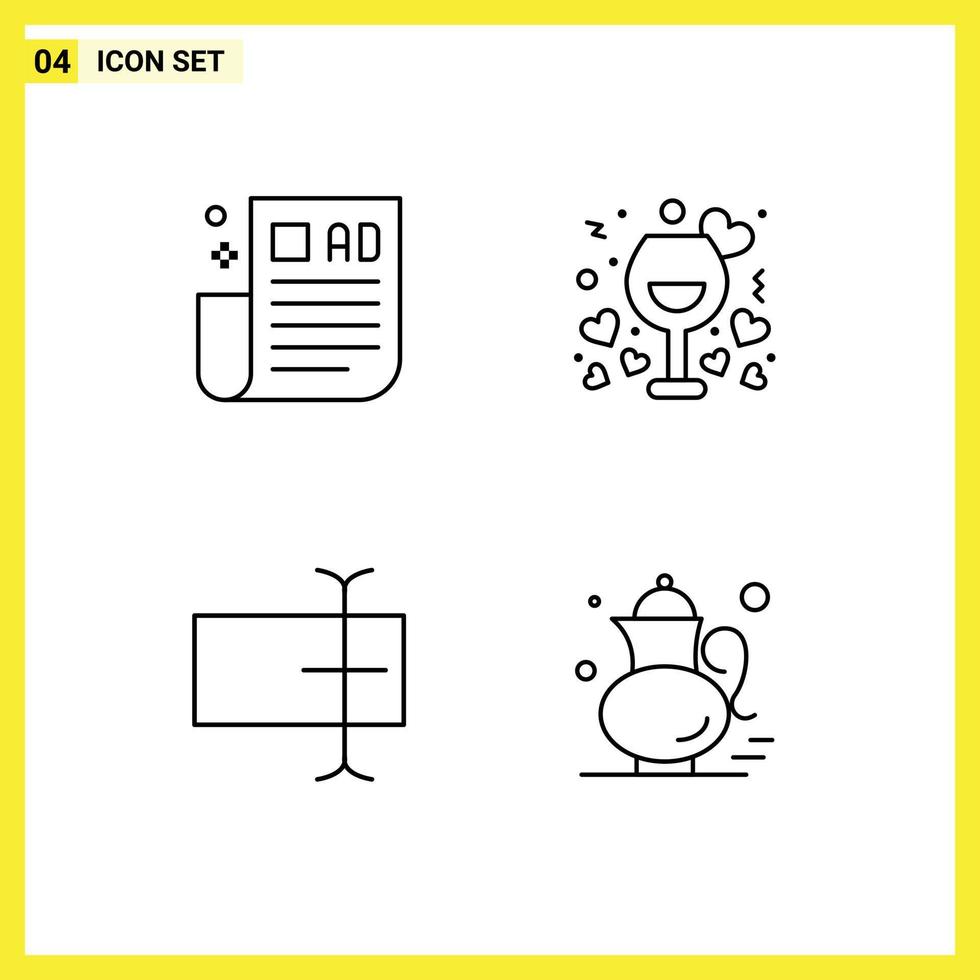 4 Creative Icons Modern Signs and Symbols of advertising tips cursor tips night input Editable Vector Design Elements