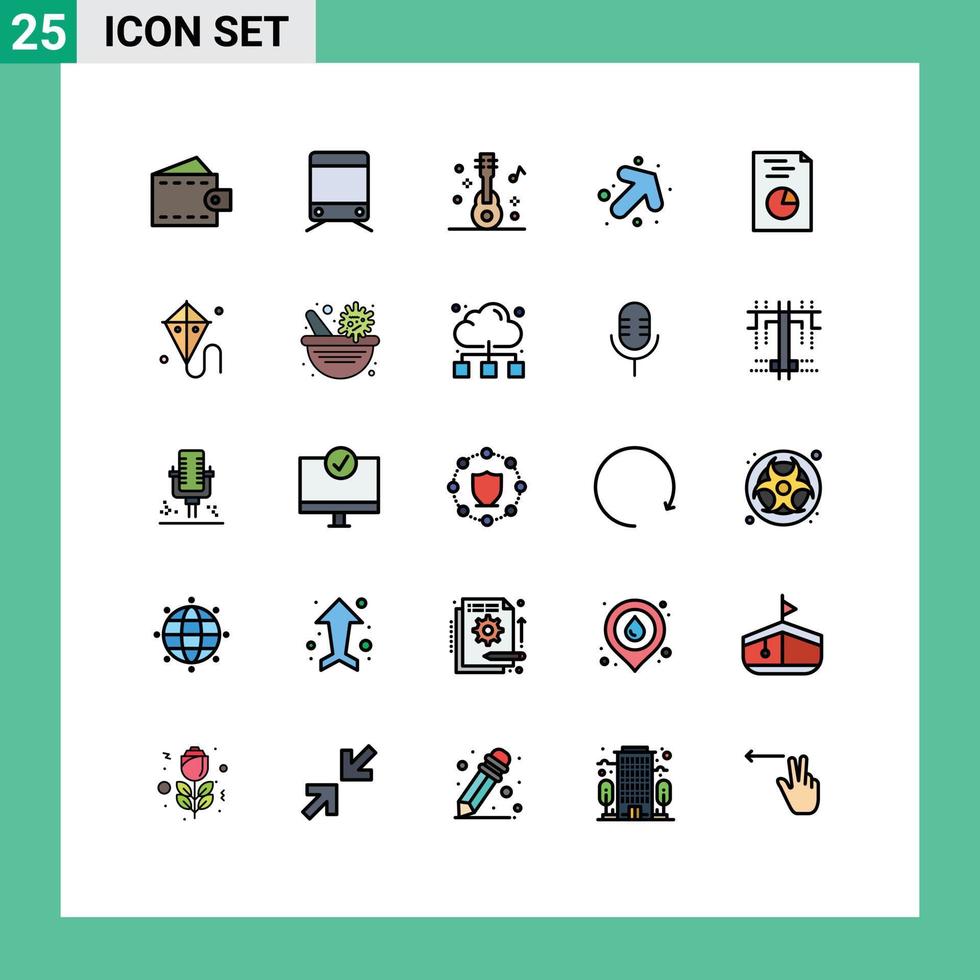 Mobile Interface Filled line Flat Color Set of 25 Pictograms of easter hands guitar analytics up Editable Vector Design Elements