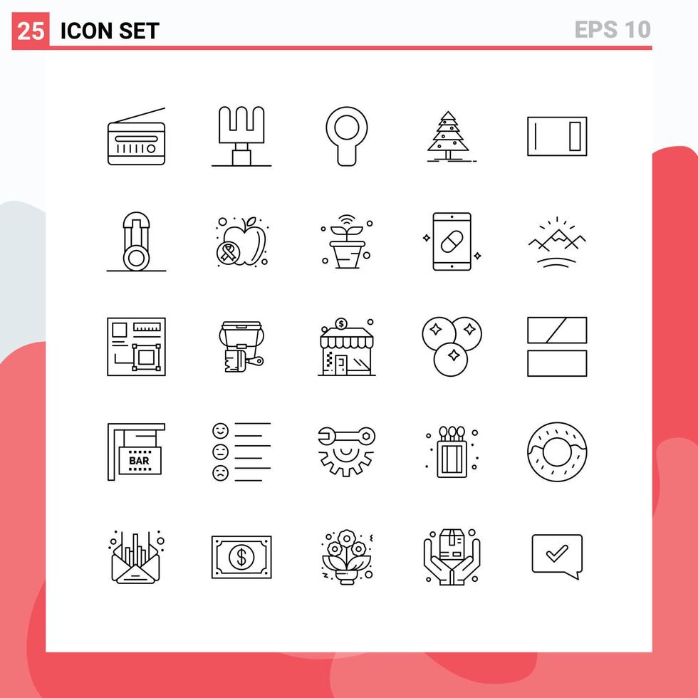 Set of 25 Modern UI Icons Symbols Signs for chopping appliances cool x mas forest Editable Vector Design Elements