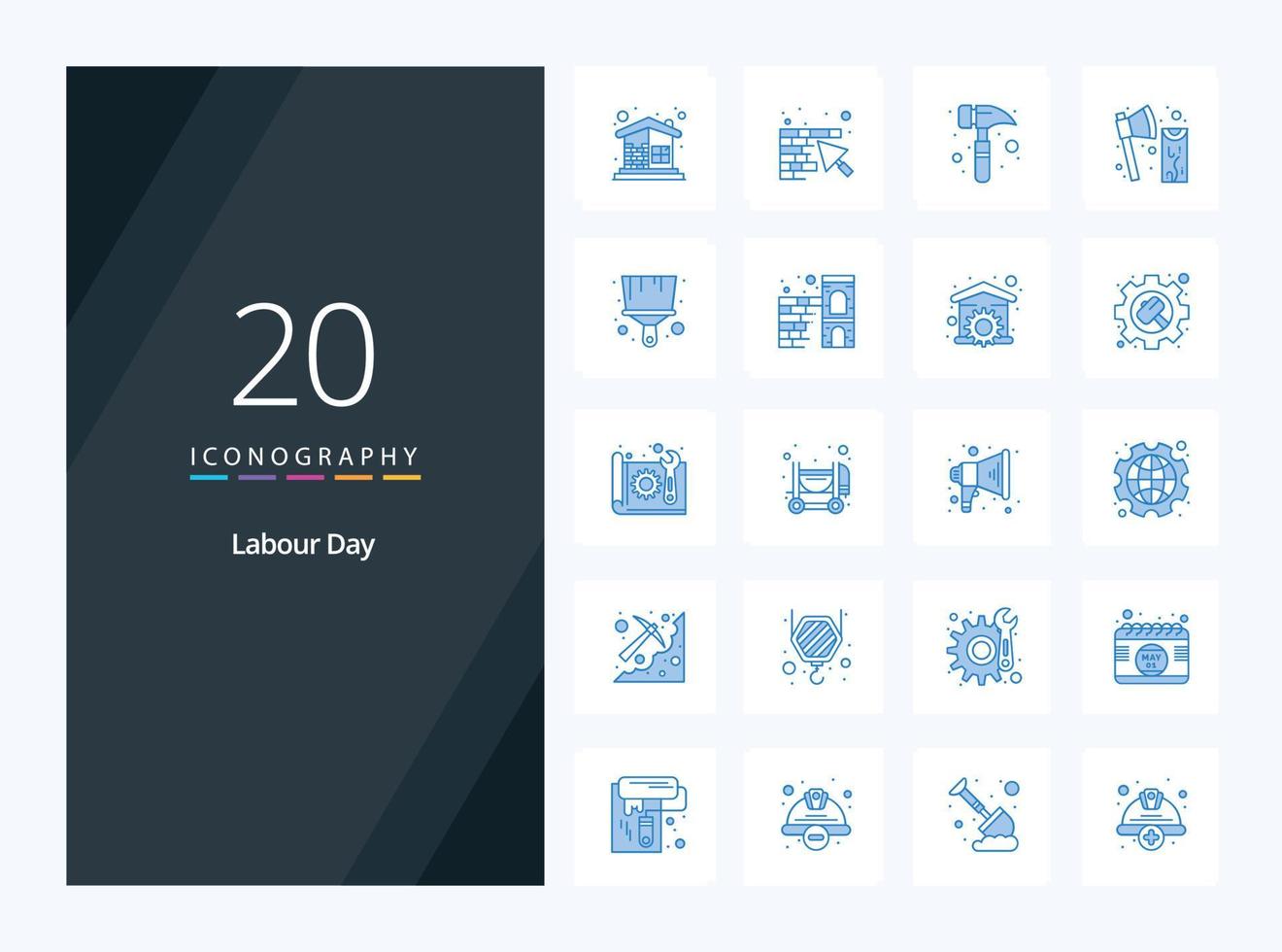 20 Labour Day Blue Color icon for presentation vector