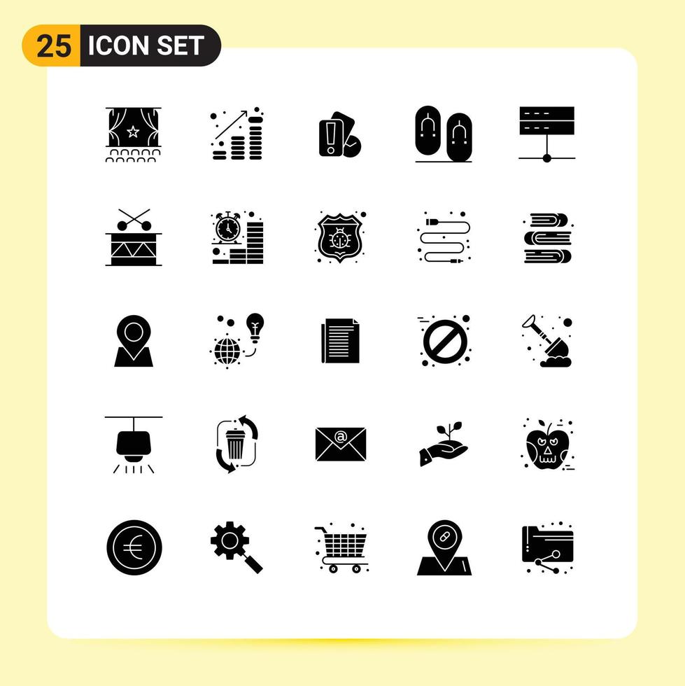 25 User Interface Solid Glyph Pack of modern Signs and Symbols of travel flops money flip holding Editable Vector Design Elements