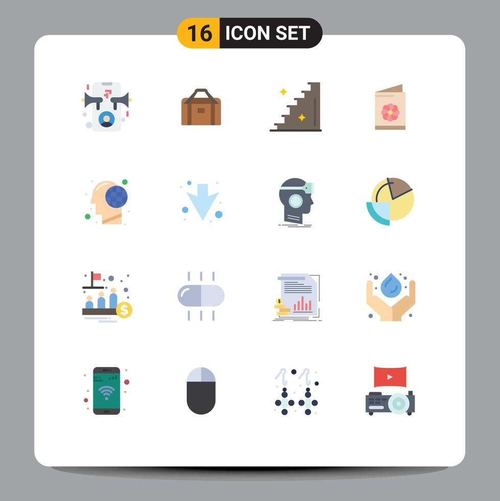 Stock Vector Icon Pack of 16 Line Signs and Symbols for head earth floor identification card card Editable Pack of Creative Vector Design Elements