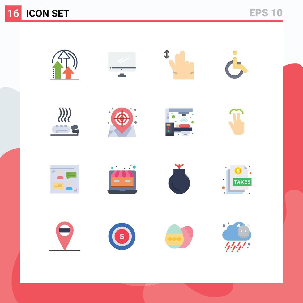 16 Thematic Vector Flat Colors and Editable Symbols of health walk pc movement weelchair Editable Pack of Creative Vector Design Elements