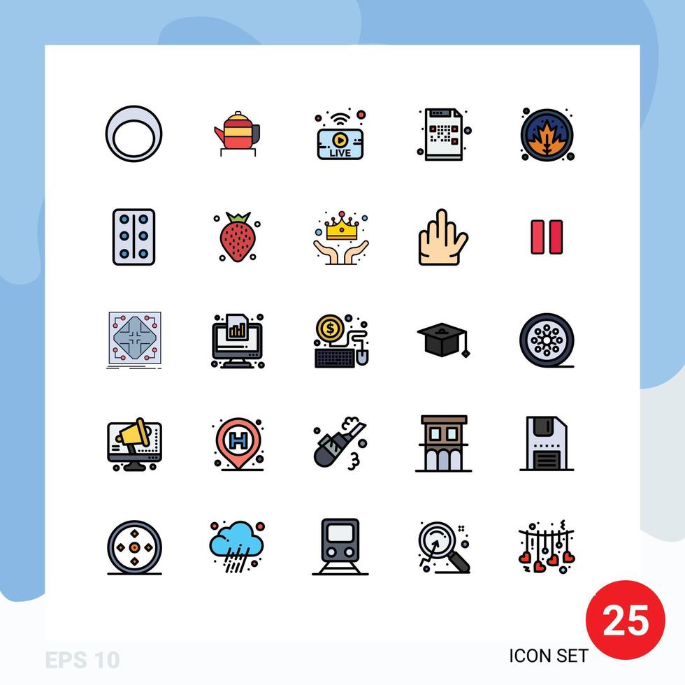 Set of 25 Modern UI Icons Symbols Signs for nature mail utube file code Editable Vector Design Elements