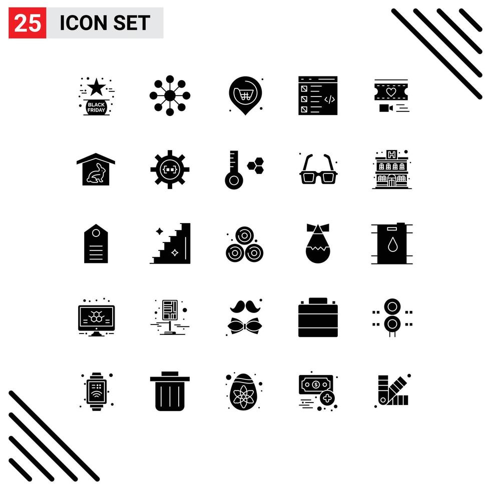 25 Creative Icons Modern Signs and Symbols of filam development location develop check Editable Vector Design Elements