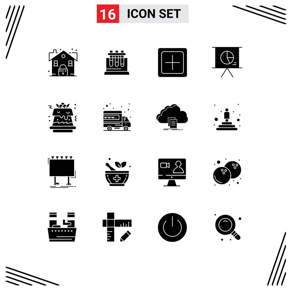 16 Creative Icons Modern Signs and Symbols of cake presentation add marketing plus Editable Vector Design Elements