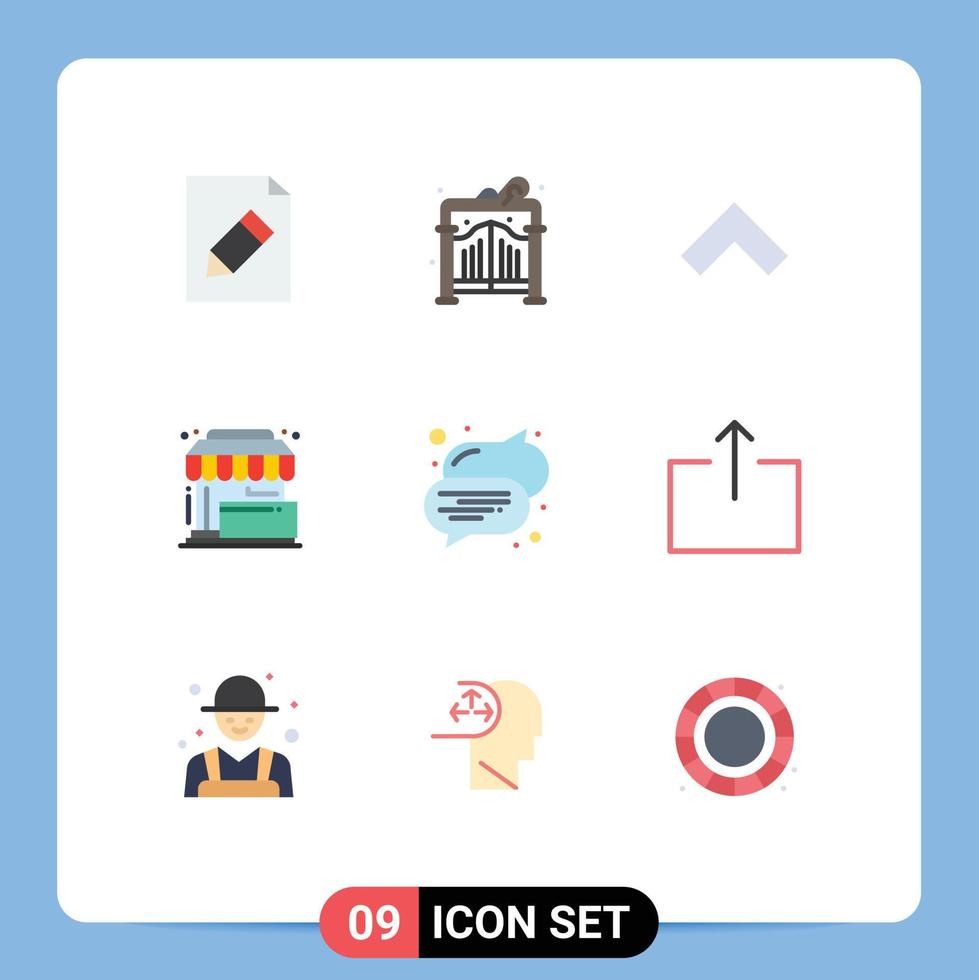 paquete de iconos de vector de stock de 9 signos y símbolos de línea para elementos de diseño de vector editables de la tienda de burbujas de voz de flecha