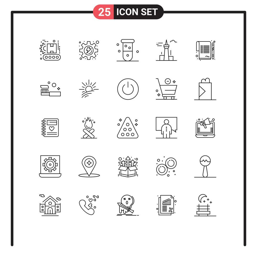Mobile Interface Line Set of 25 Pictograms of contract tower biology canada architecture and city Editable Vector Design Elements