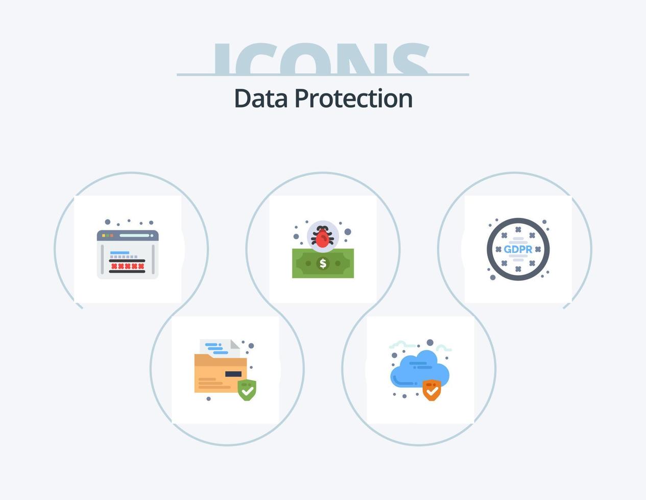 Data Protection Flat Icon Pack 5 Icon Design. data. privacy. programming. gdpr. payment vector