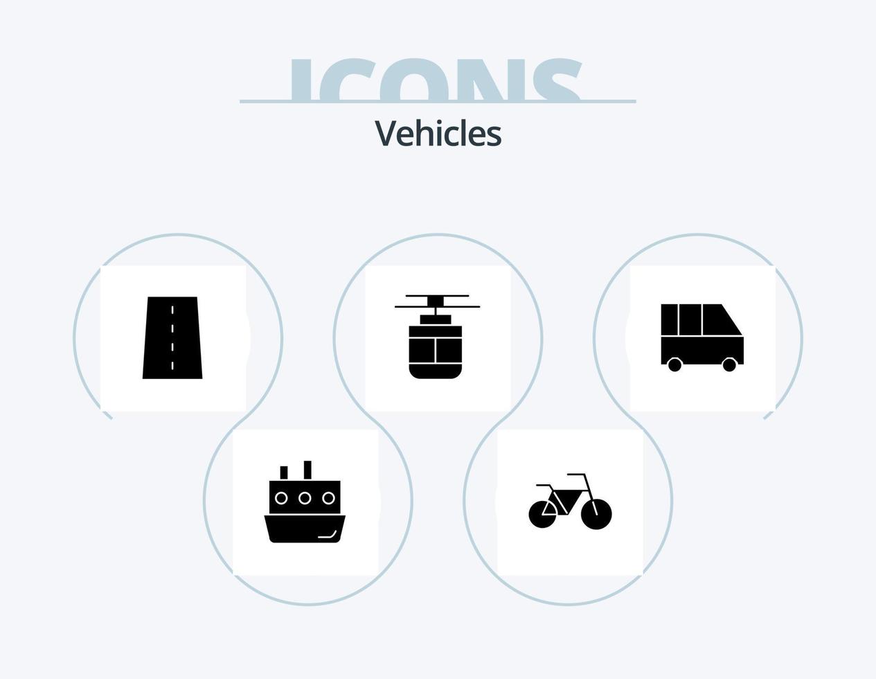 Vehicles Glyph Icon Pack 5 Icon Design. delivery van. transportation. infrastructure. tram. air vector