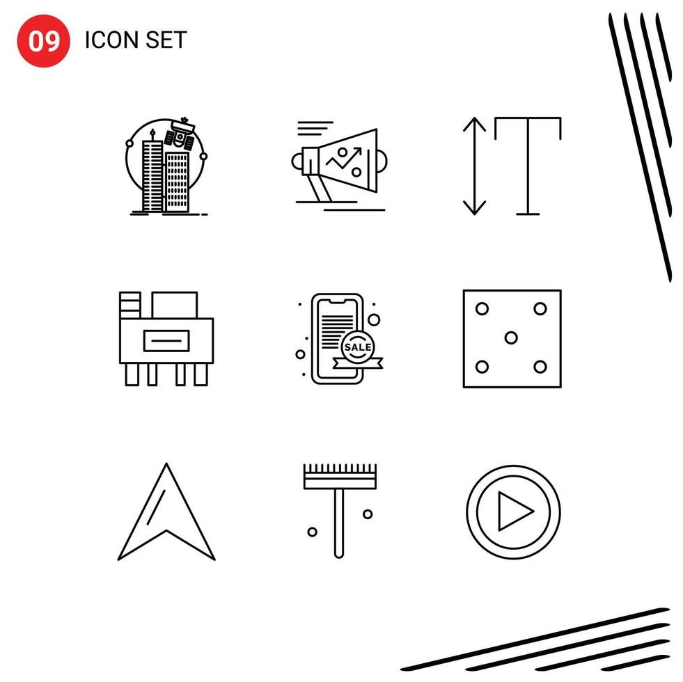 9 Thematic Vector Outlines and Editable Symbols of online school strategy education vertical Editable Vector Design Elements