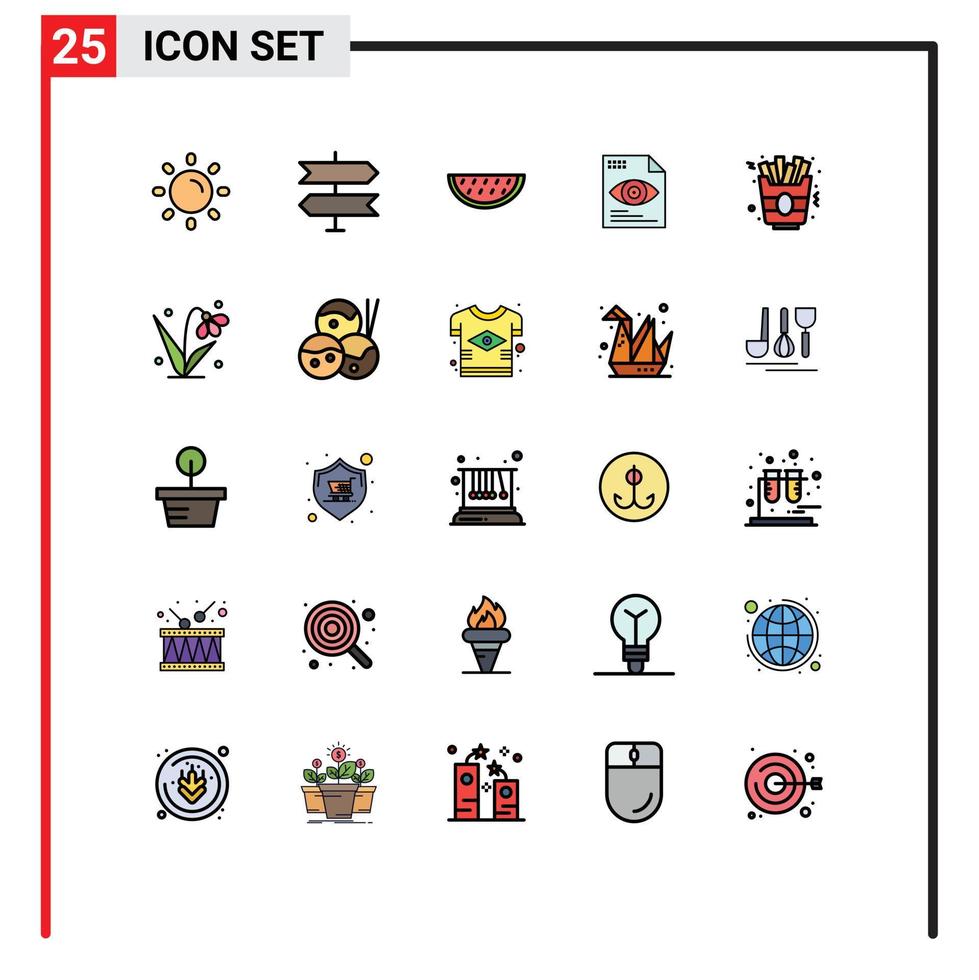 25 Creative Icons Modern Signs and Symbols of french fries fast food melon computing text Editable Vector Design Elements
