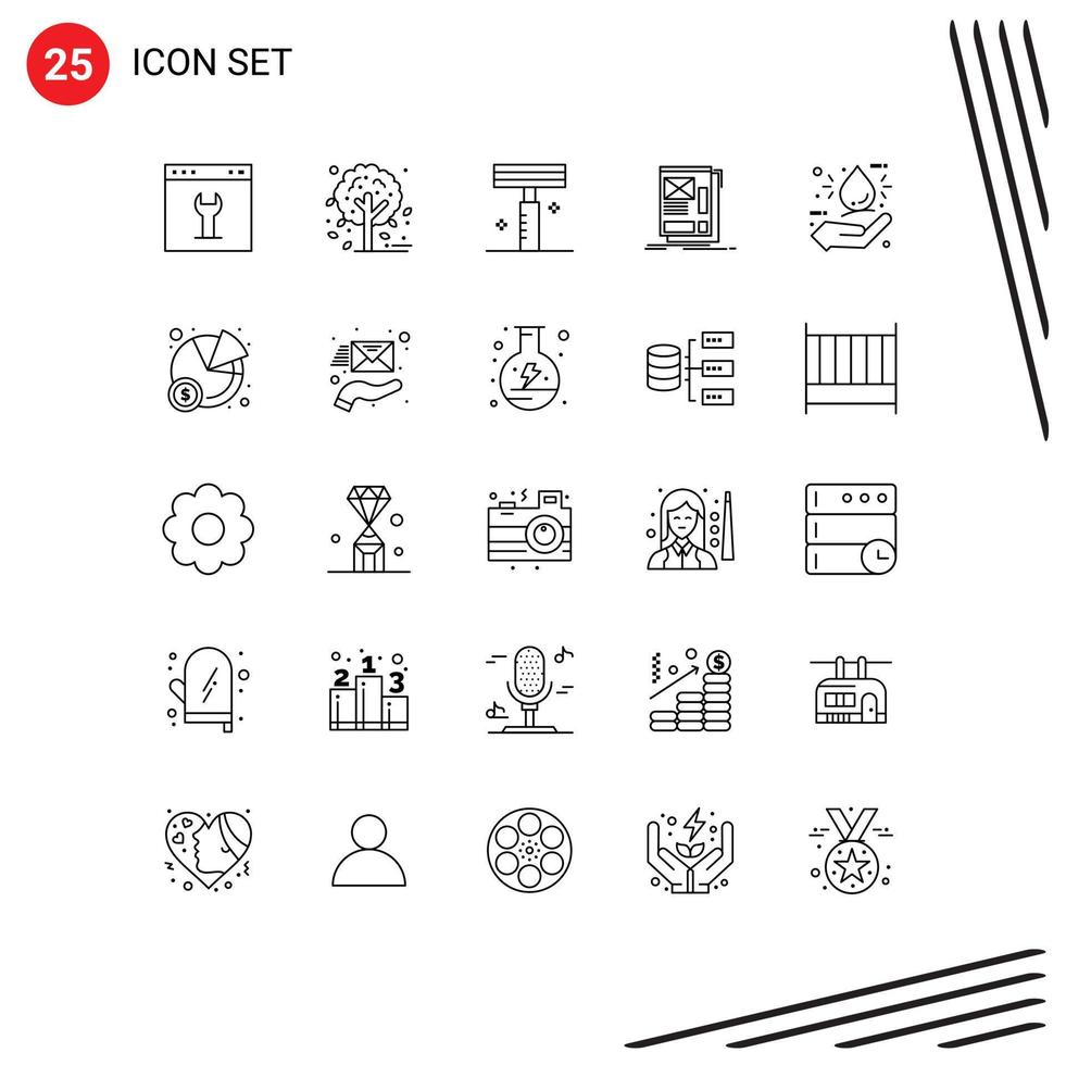 Universal Icon Symbols Group of 25 Modern Lines of bio layout beauty web wire Editable Vector Design Elements