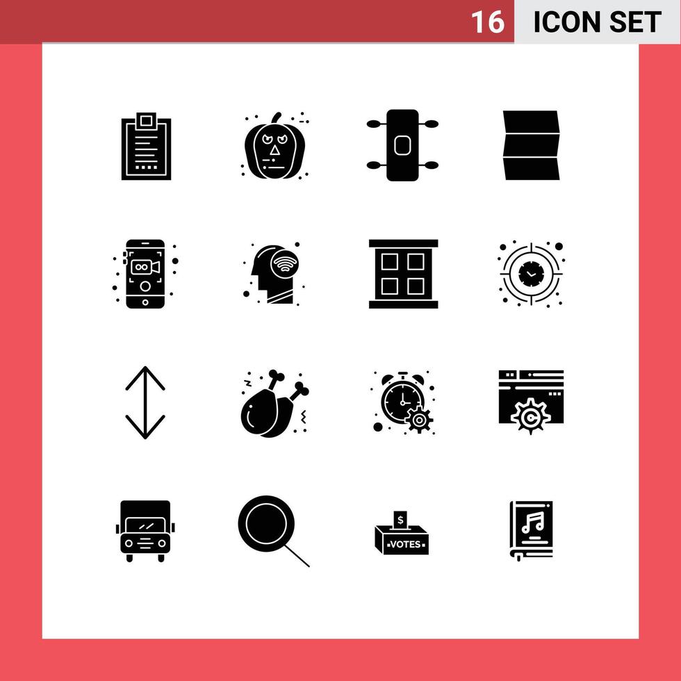 16 Creative Icons Modern Signs and Symbols of video camera scary travel location Editable Vector Design Elements