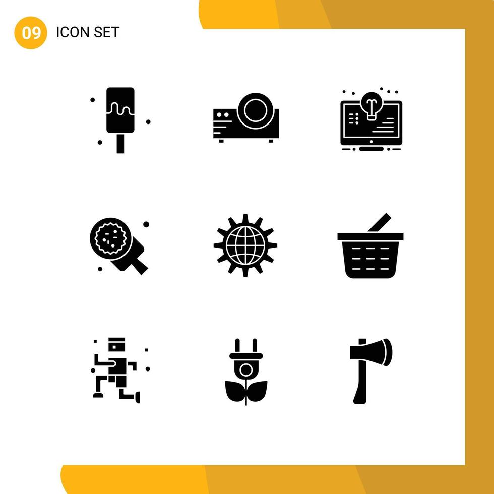 Pictogram Set of 9 Simple Solid Glyphs of global pizza document italian baking Editable Vector Design Elements