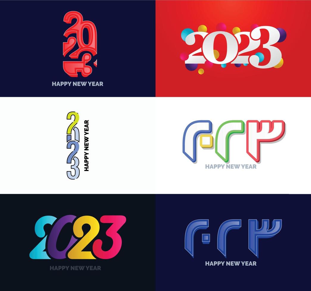 gran conjunto de 2023 feliz año nuevo diseño de texto de logotipo plantilla de diseño de número 2023 vector