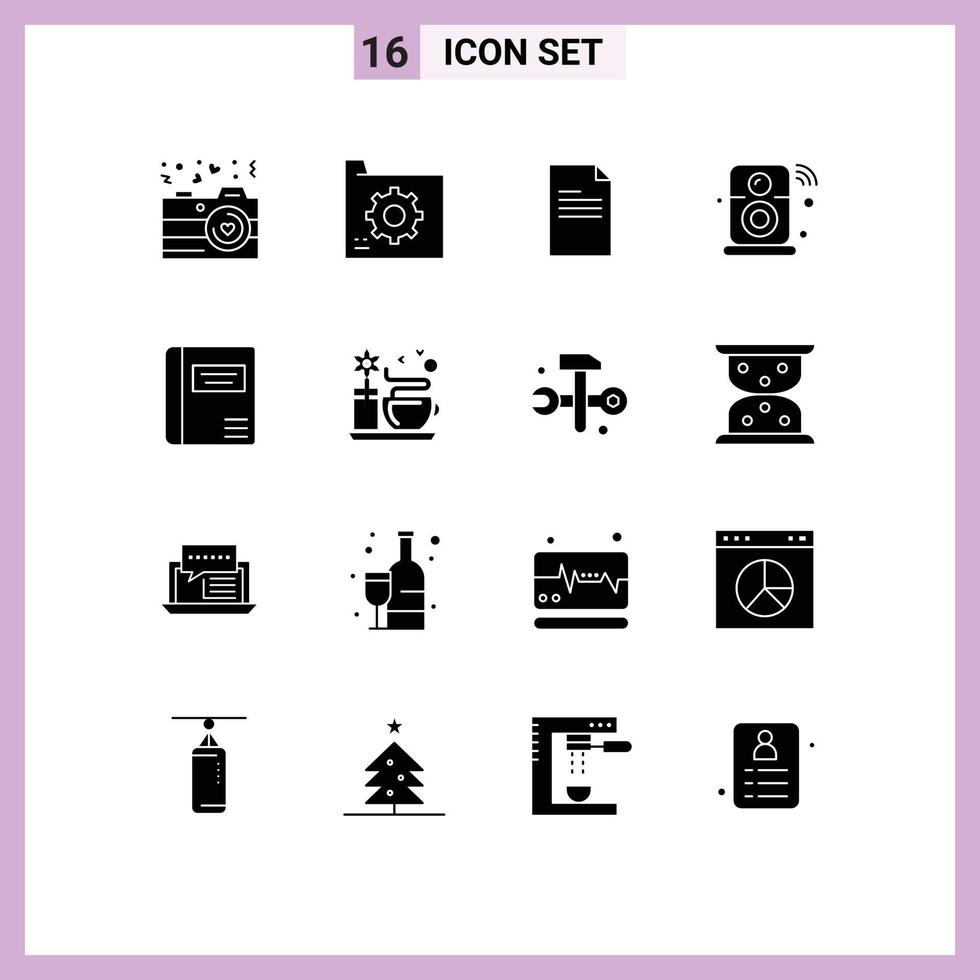 16 Universal Solid Glyphs Set for Web and Mobile Applications wifi internet of things file internet report Editable Vector Design Elements
