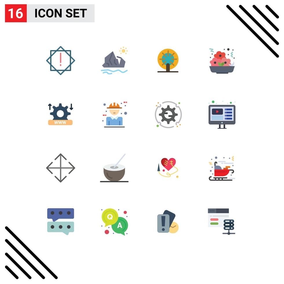 16 iconos creativos signos y símbolos modernos de comida de rueda de pepita de seguridad paquete editable rápido de elementos creativos de diseño de vectores