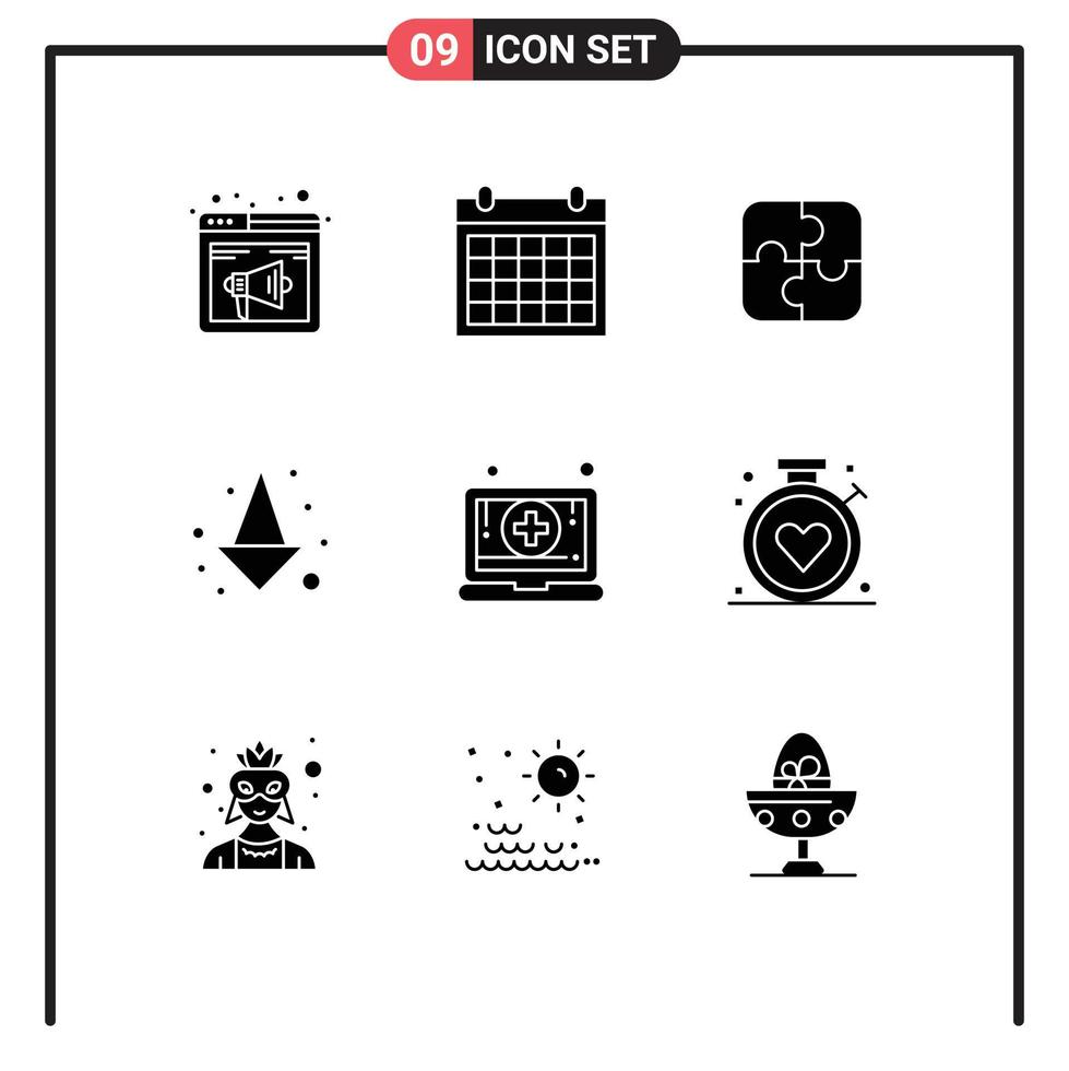9 Solid Glyph concept for Websites Mobile and Apps digital down contact us arrow strategy Editable Vector Design Elements