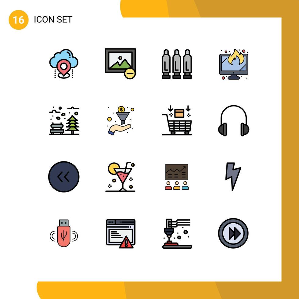 Set of 16 Modern UI Icons Symbols Signs for leaves data bullet lost display Editable Creative Vector Design Elements