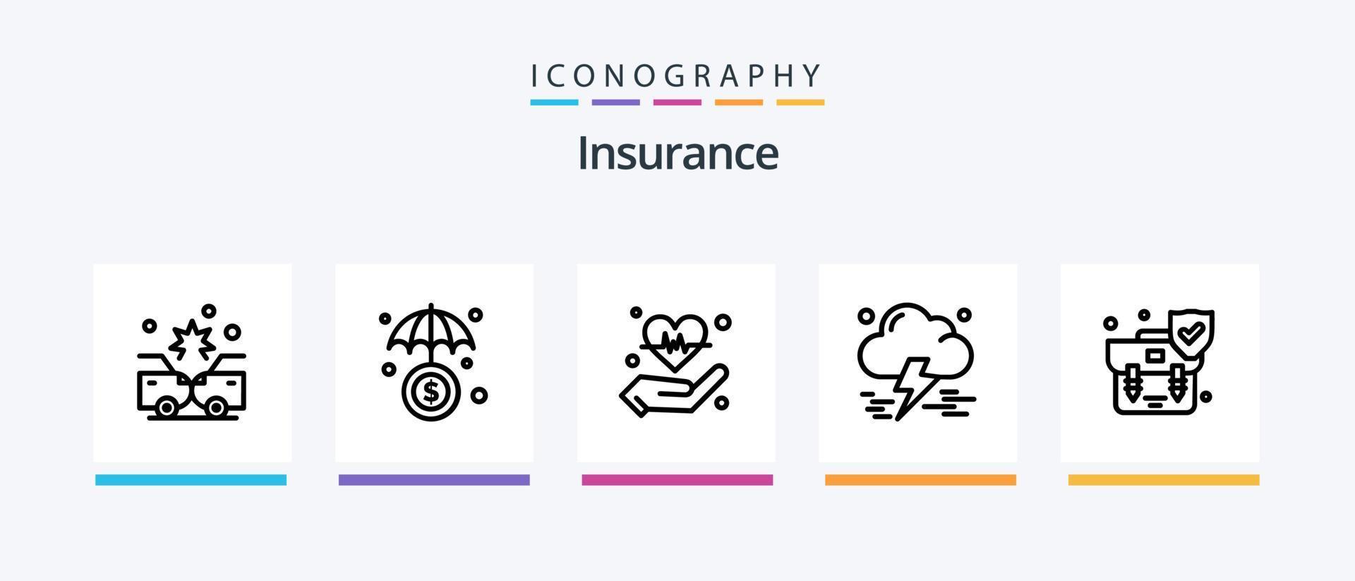 paquete de iconos de la línea de seguros 5 que incluye protección. mundo. negocio. política. seguro. diseño de iconos creativos vector