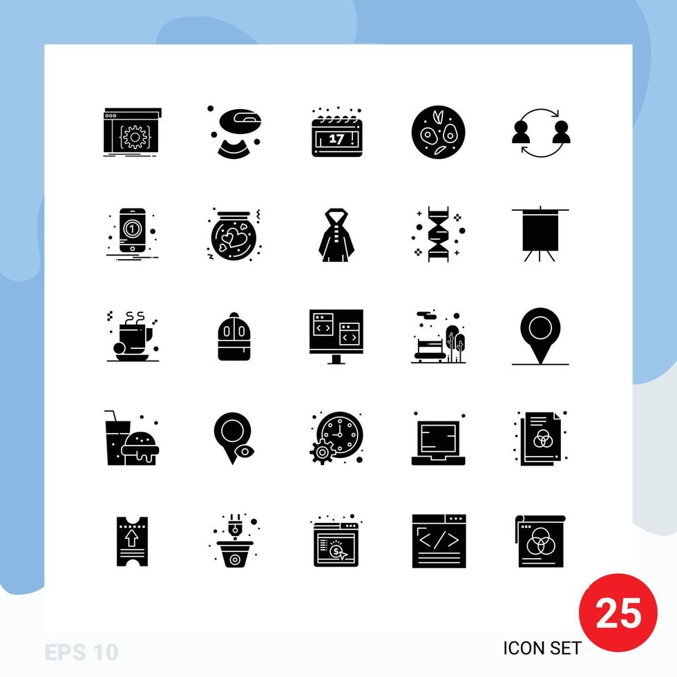 Set of 25 Modern UI Icons Symbols Signs for transfer employee calendar avatar food Editable Vector Design Elements