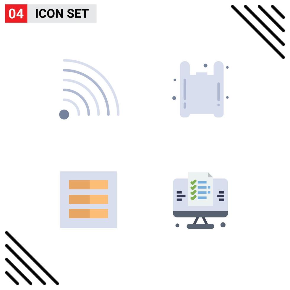 Set of 4 Vector Flat Icons on Grid for feed layout bag pollution ux Editable Vector Design Elements