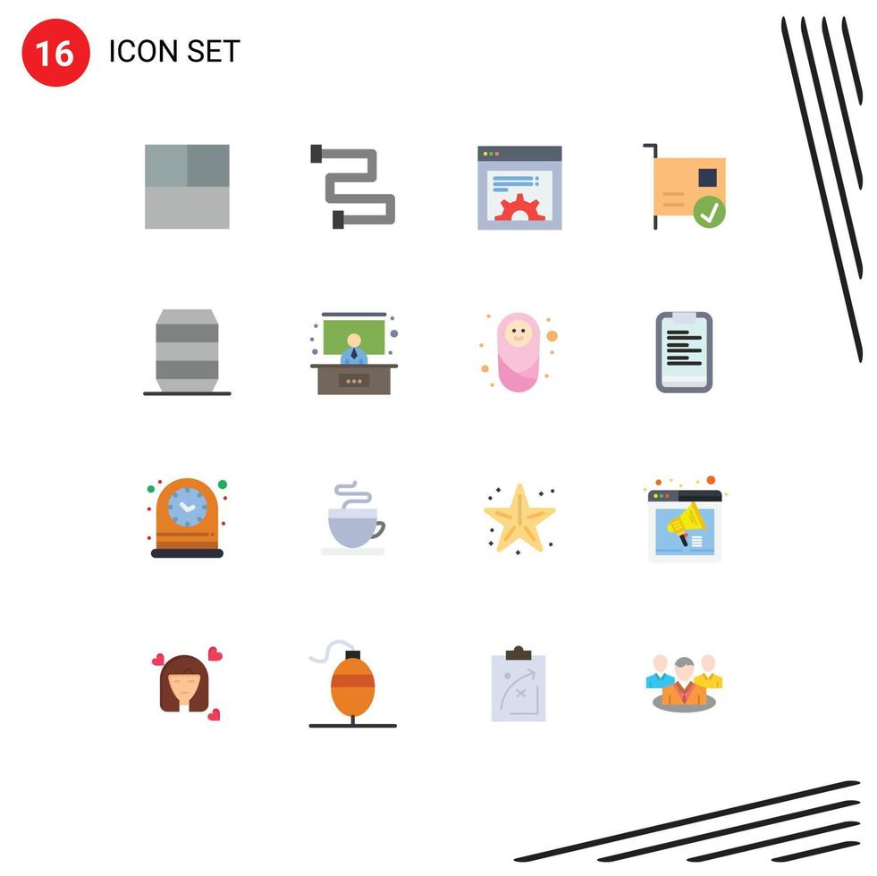 Set of 16 Modern UI Icons Symbols Signs for conference fast food card drink hardware Editable Pack of Creative Vector Design Elements