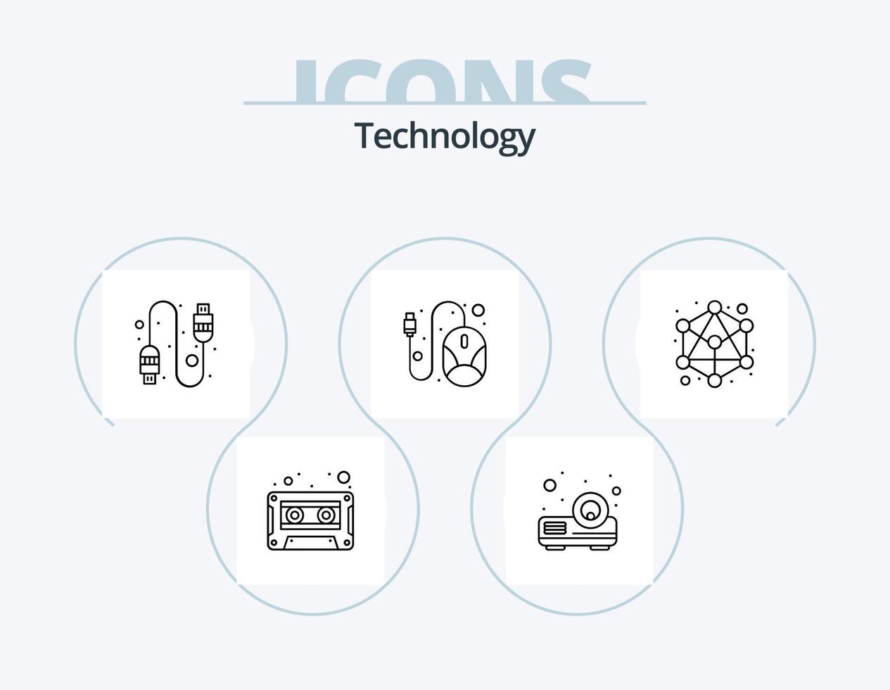 Technology Line Icon Pack 5 Icon Design. wifi. laptop. control pad. device. smart technology vector