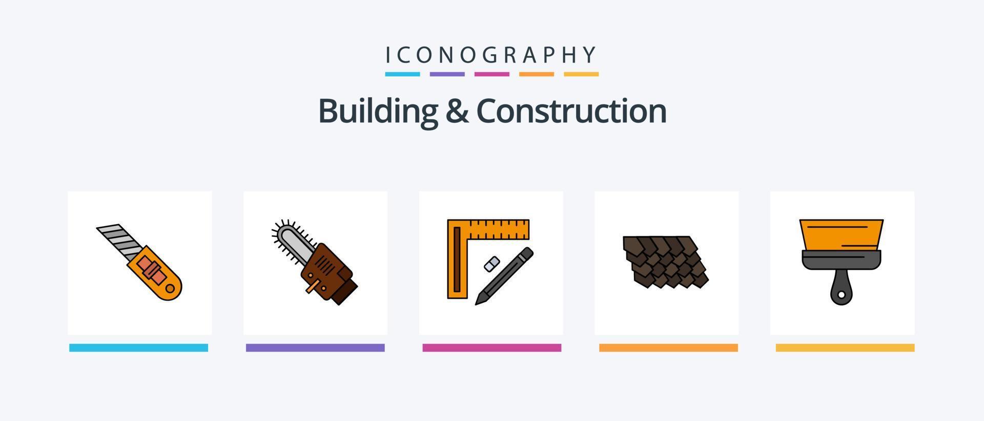 Building And Construction Line Filled 5 Icon Pack Including home. box. construction. repair. building. Creative Icons Design vector