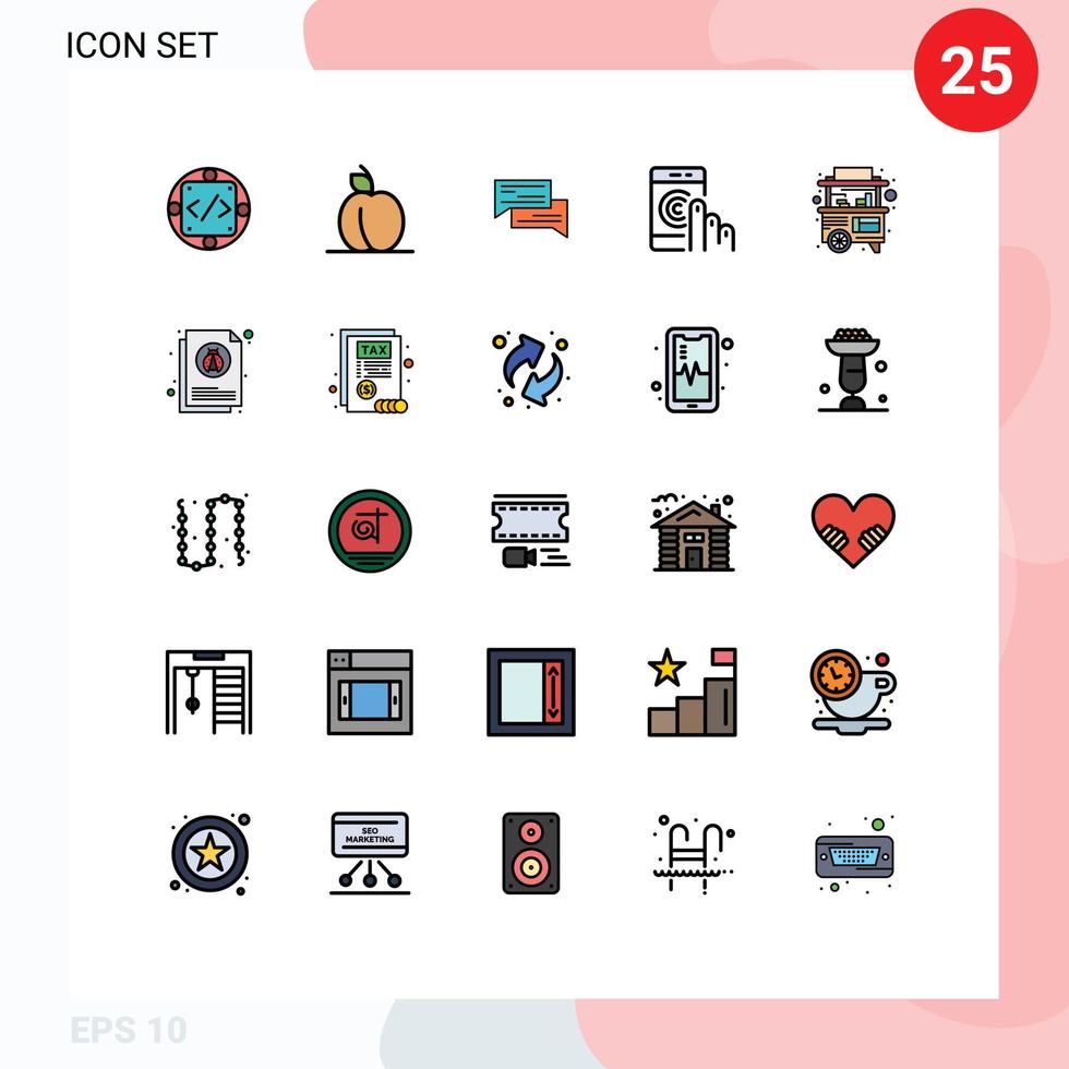 Modern Set of 25 Filled line Flat Colors and symbols such as help click chat speech conversation Editable Vector Design Elements