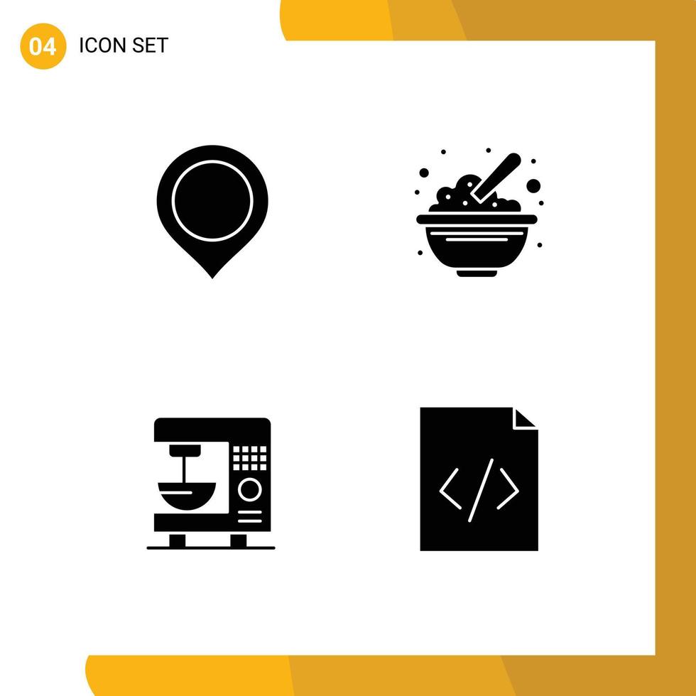 User Interface Pack of 4 Basic Solid Glyphs of location coffee mark food home Editable Vector Design Elements