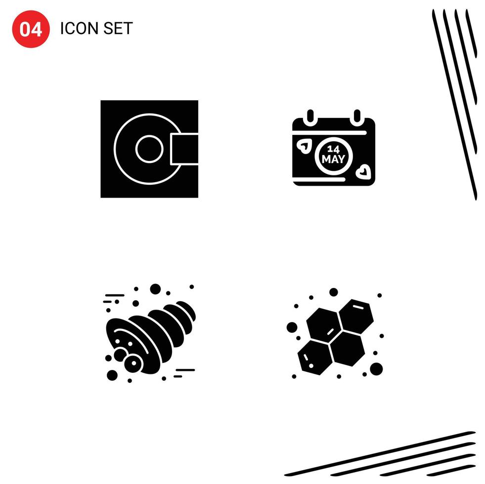 Universal Icon Symbols Group of 4 Modern Solid Glyphs of devices cornucopia products date thanksgiving Editable Vector Design Elements