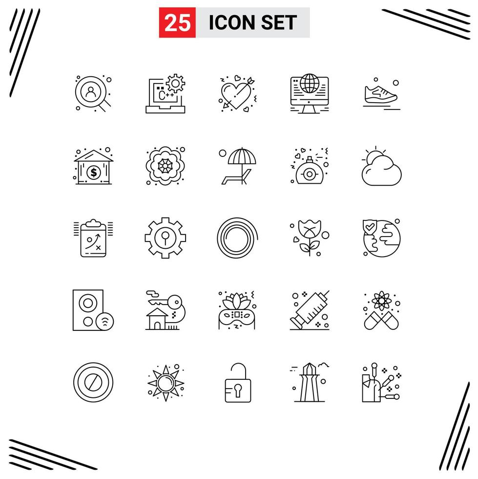 paquete de iconos de vector de stock de 25 signos y símbolos de línea para zapatos globo conexión de flecha matrimonio elementos de diseño de vector editables