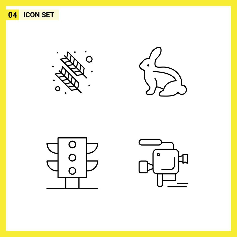 Set of 4 Modern UI Icons Symbols Signs for feather maps quinn feather easter bunny camera Editable Vector Design Elements