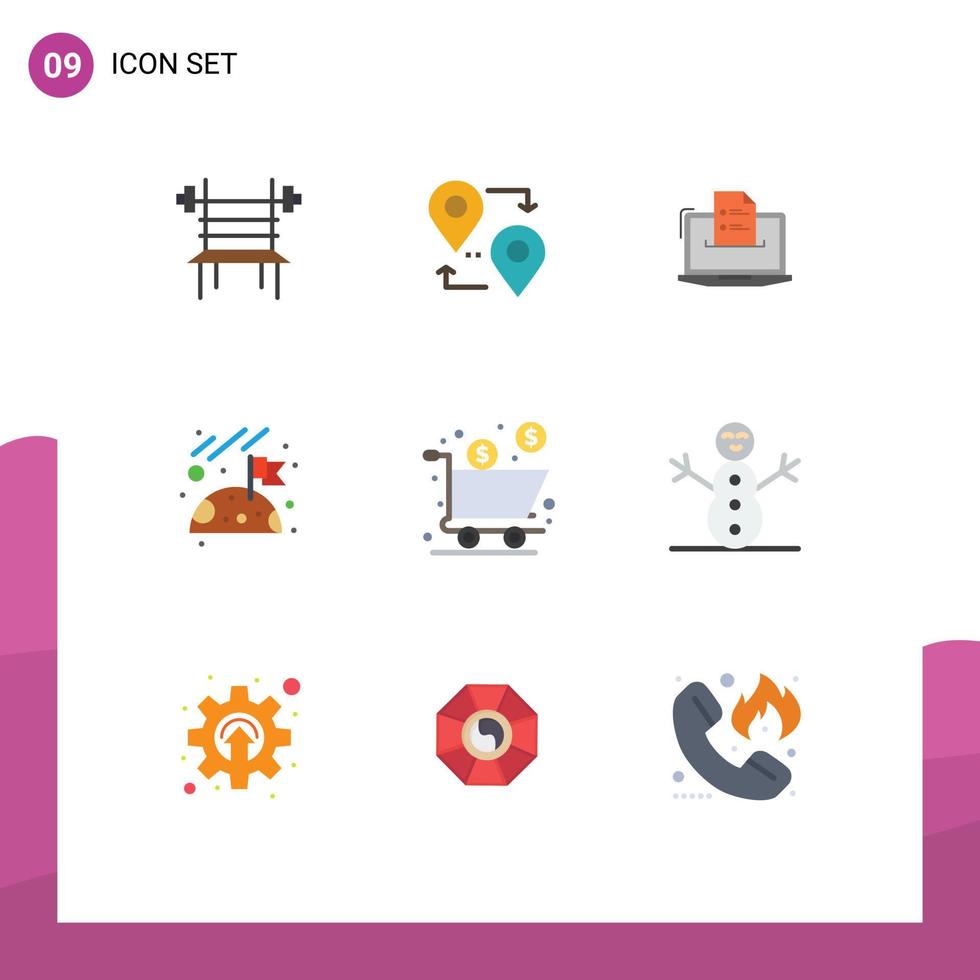 9 Flat Color concept for Websites Mobile and Apps moon web travel skills online Editable Vector Design Elements