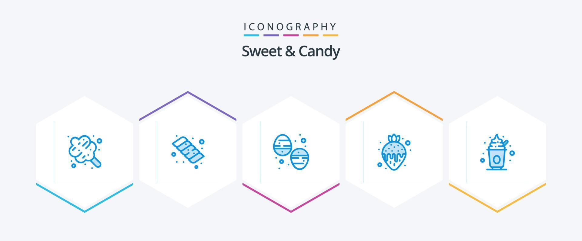 Sweet And Candy 25 Blue icon pack including sweet. food. dessert. strawberry fondue. food vector