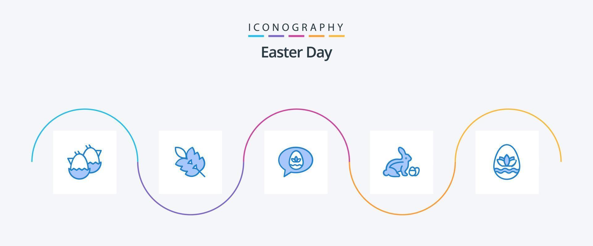 paquete de iconos de pascua azul 5 que incluye huevo de pascua. bebé. primavera. Pascua de Resurrección. naturaleza vector