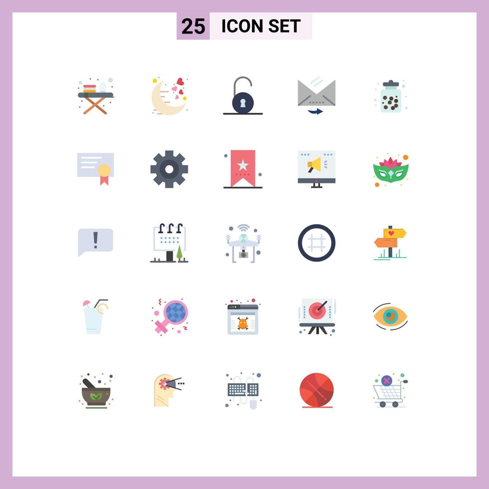 Stock Vector Icon Pack of 25 Line Signs and Symbols for dessert candy unlocked reply email Editable Vector Design Elements