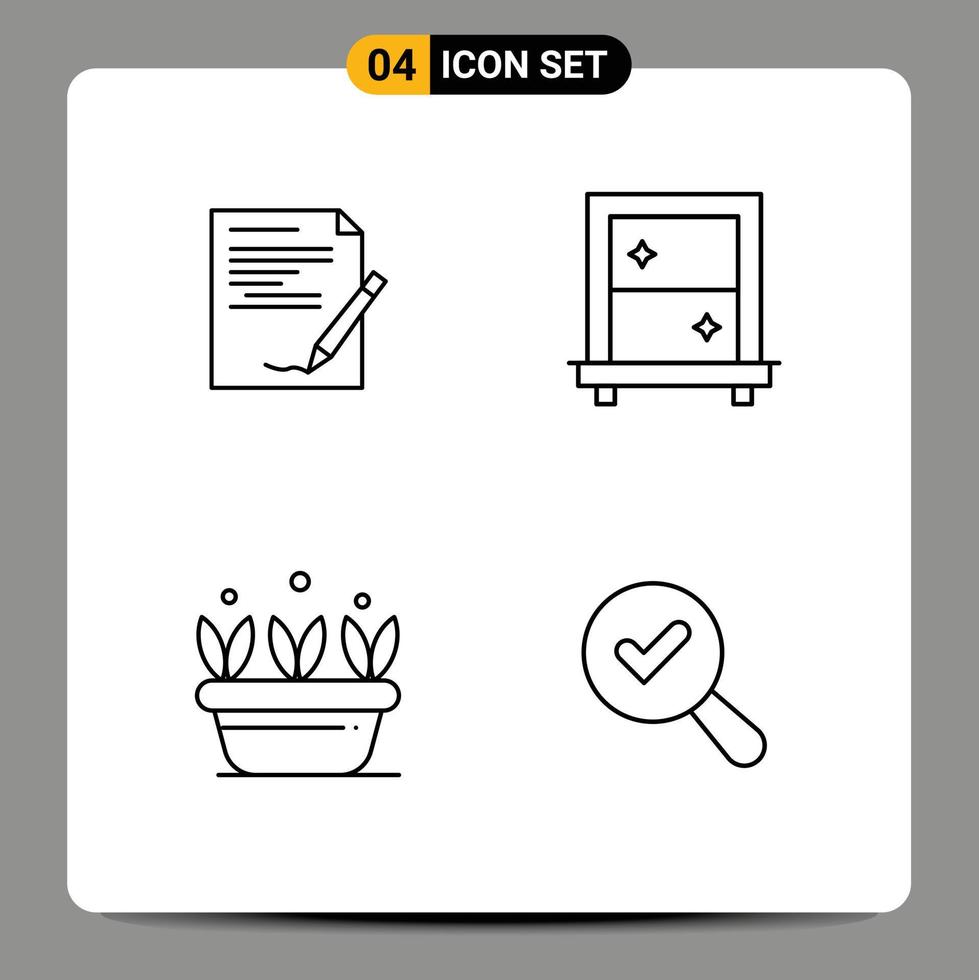 4 Line concept for Websites Mobile and Apps agreement leaf note dressing spring Editable Vector Design Elements
