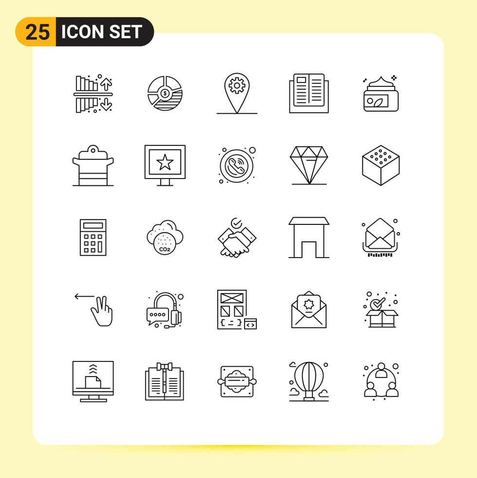 Group of 25 Modern Lines Set for learning education graph e geo Editable Vector Design Elements