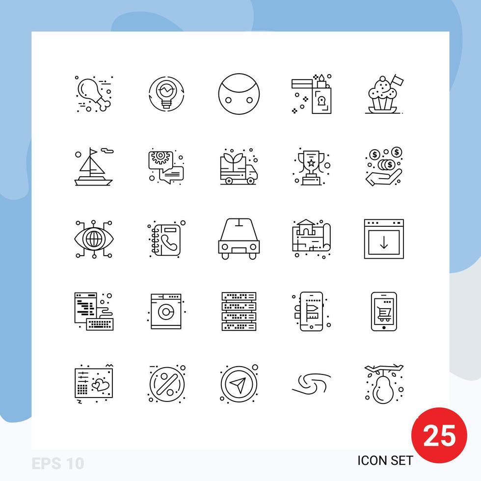 Pictogram Set of 25 Simple Lines of lighter fire innovation symbols sign Editable Vector Design Elements